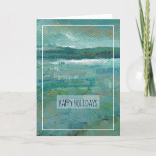 Cartes Pour Fêtes Annuelles Côte Abstraite Avec Peinture Montagne