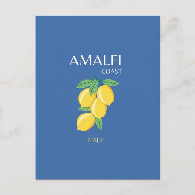 Cartes Pour Fêtes Annuelles Côte d'Amalfi, Italie, Art Voyage, Rétro, Bleu (Devant)