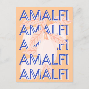 Cartes Pour Fêtes Annuelles Côte d'Amalfi, Italie Travel Art, Preppy, Orange