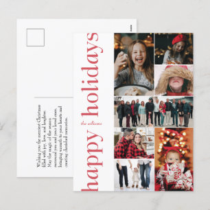 Cartes Pour Fêtes Annuelles Côté moderne Rouge Type Joyeux Vacances Multi-Phot