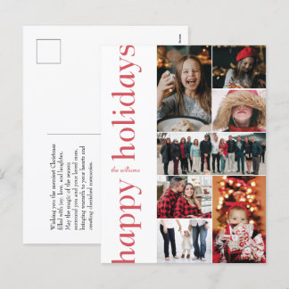 Cartes Pour Fêtes Annuelles Côté moderne Rouge Type Joyeux Vacances Multi-Phot