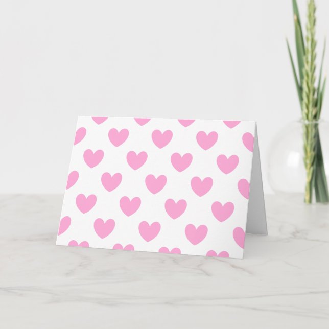 Cartes Pour Fêtes Annuelles Coton Candy Pink coeurs sur blanc (Devant)