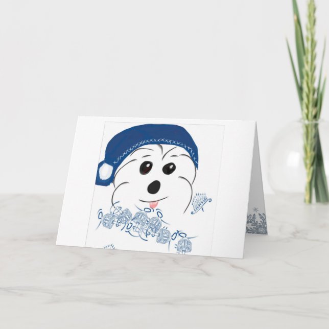 Cartes Pour Fêtes Annuelles Coton de Tulear Happy Hanoukka (Devant)