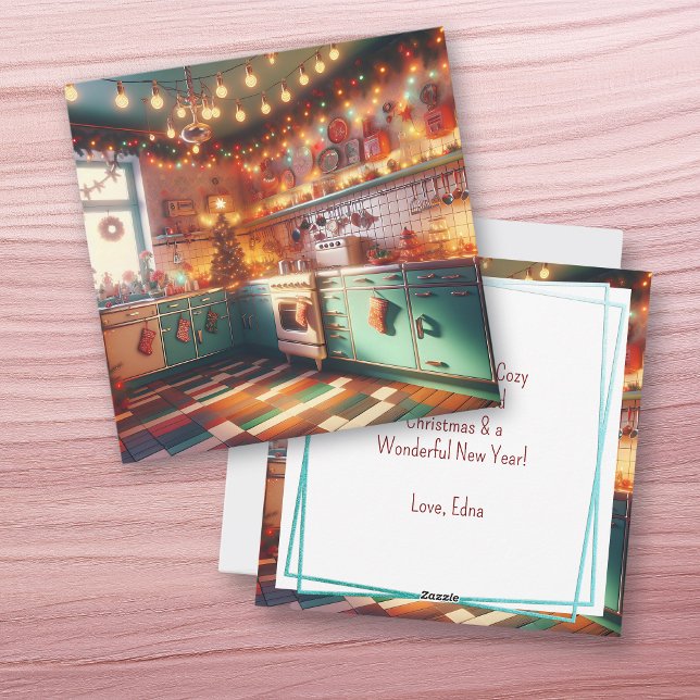 Cartes Pour Fêtes Annuelles Cottage Cozy Kitsch Noël Rétro (Créateur téléchargé)