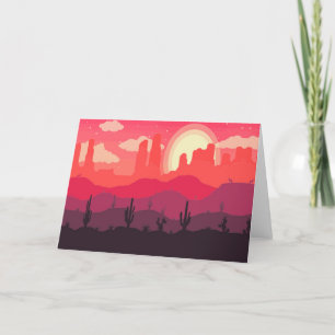 Cartes Pour Fêtes Annuelles Coucher de soleil dans le désert