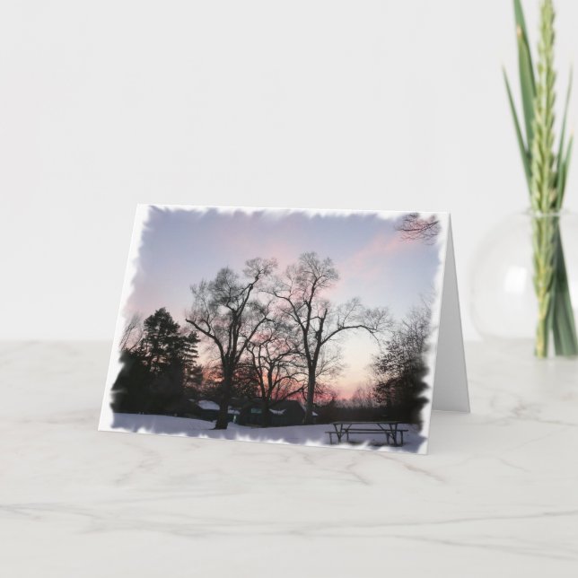Cartes Pour Fêtes Annuelles Coucher de soleil en hiver (Devant)