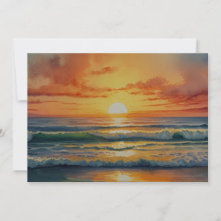 Cartes Pour Fêtes Annuelles Coucher de soleil Lever de soleil Océan Plage Art 