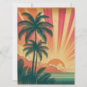 Cartes Pour Fêtes Annuelles Coucher de soleil rétro/tropical vintage/hawaïen