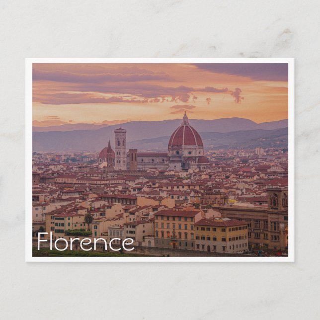 Cartes Pour Fêtes Annuelles Coucher de soleil sur Florence, Italie (Devant)