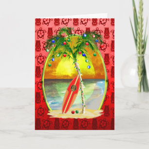 Cartes Pour Fêtes Annuelles coucher de soleil sur la plage de Noël