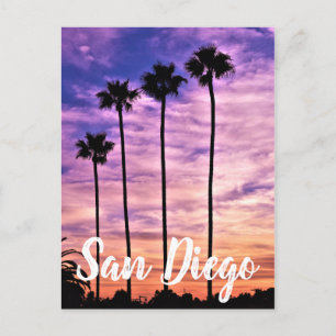 Cartes Pour Fêtes Annuelles Coucher de soleil sur le palmier de San Diego