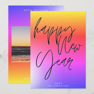 Cartes Pour Fêtes Annuelles Coucher du soleil Nouvel an Gras Gradient Arc-en-c