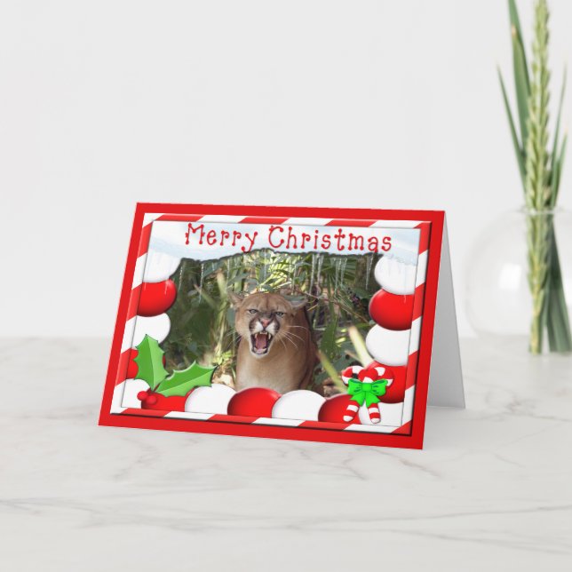 Cartes Pour Fêtes Annuelles Cougar Christmas Greeting Card (Devant)