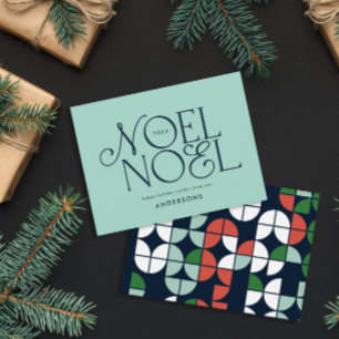 Cartes Pour Fêtes Annuelles Couleur brillant Noel Noël script géométrique H
