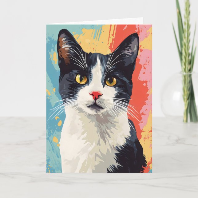 Cartes Pour Fêtes Annuelles Couleur de chat Animal Abstrait (Devant)
