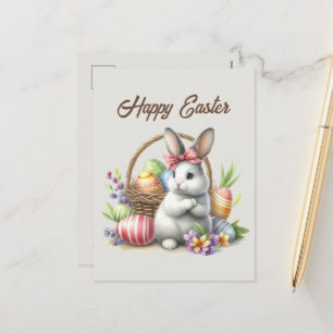 Cartes Pour Fêtes Annuelles Couleur d'eau de Pâques mignonne lapin de Pâques a