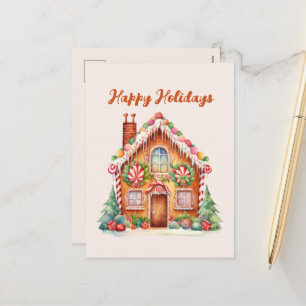 Cartes Pour Fêtes Annuelles Couleur d'eau Festive de pain d'épices de Noël