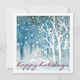 Cartes Pour Fêtes Annuelles Couleur d'eau paysage de neige d'hiver Joyeuses ca