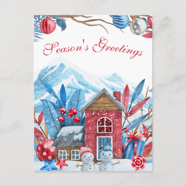Cartes Pour Fêtes Annuelles Couleur d'hiver Noël Paysage (Devant)