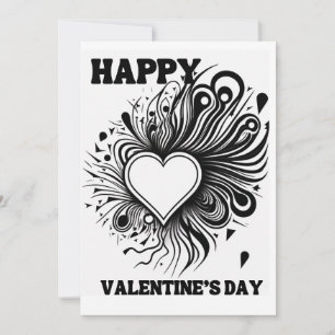 Cartes Pour Fêtes Annuelles Couleur Heureuse Sainte-Valentin noir et blanc