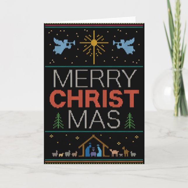 Cartes Pour Fêtes Annuelles Couleur Knished Christian Joyeux Noël Religieux (Devant)