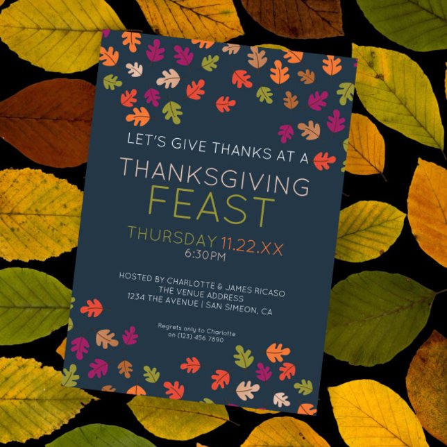 Cartes Pour Fêtes Annuelles Couleurs d'automne Thanksgiving Fête Dîner (Fall Colors Thanksgiving Feast Dinner Party Holiday Card by Ricaso. Fall colors party invite)