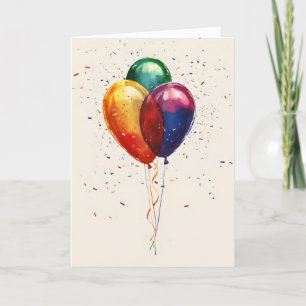 Cartes Pour Fêtes Annuelles Couleurs des ballons Confetti