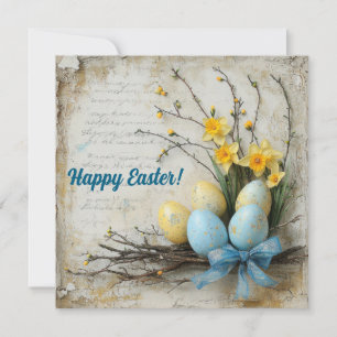 Cartes Pour Fêtes Annuelles Couleurs pastel OEufs de Pâques fleurs de printemp