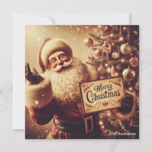 Cartes Pour Fêtes Annuelles Couleurs sépia rétro Père Noël rétro souriant