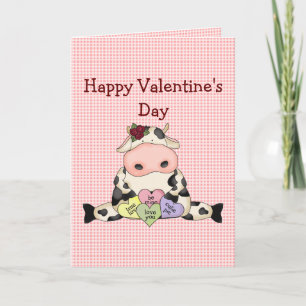 Cartes Pour Fêtes Annuelles Country Fun Cow Valentine's Day Greeting Card