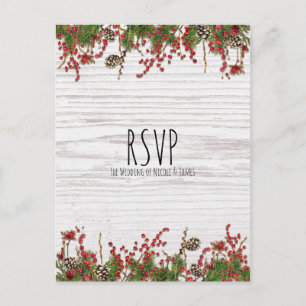 Cartes Pour Fêtes Annuelles Country Winter Holiday Berries & Pine Cone Mariage