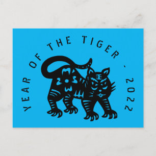Cartes Pour Fêtes Annuelles Coupe de papier Tigre noir mignonne Chine Année An