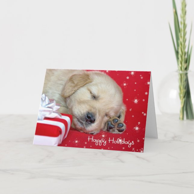 Cartes Pour Fêtes Annuelles Coupe Golden Retriever de Noël (Devant)