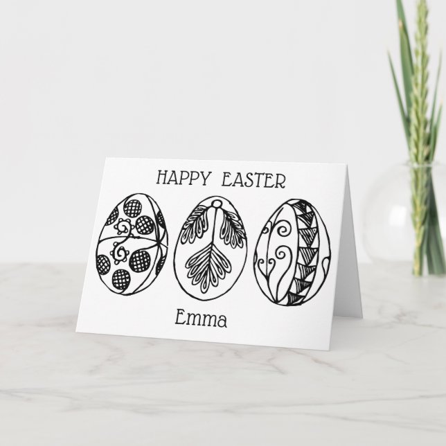 Cartes Pour Fêtes Annuelles Coupez Votre Propre Main Tirée Oeufs De Pâques, Te (Devant)