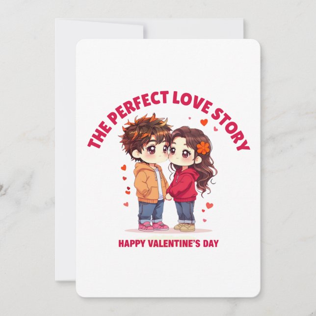 Cartes Pour Fêtes Annuelles Couple Anime "Histoire d'amour parfaite" Saint-Val (Devant)