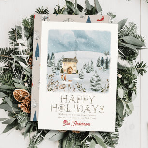 Cartes Pour Fêtes Annuelles Couple Chien Snowy Hill Winterscape Noël