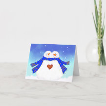 Couple de bonhomme de neige amoureux
