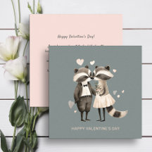 Couple de mignons ratons laveurs Saint Valentin
