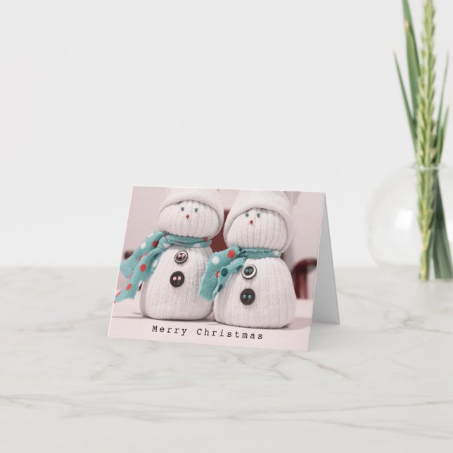 Cartes Pour Fêtes Annuelles Couple de motoneige hivernal mignon avec Écharpes (Devant)