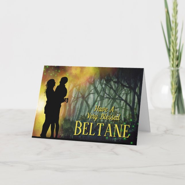 Cartes Pour Fêtes Annuelles Couple de nuit Beltane dans la forêt (Devant)