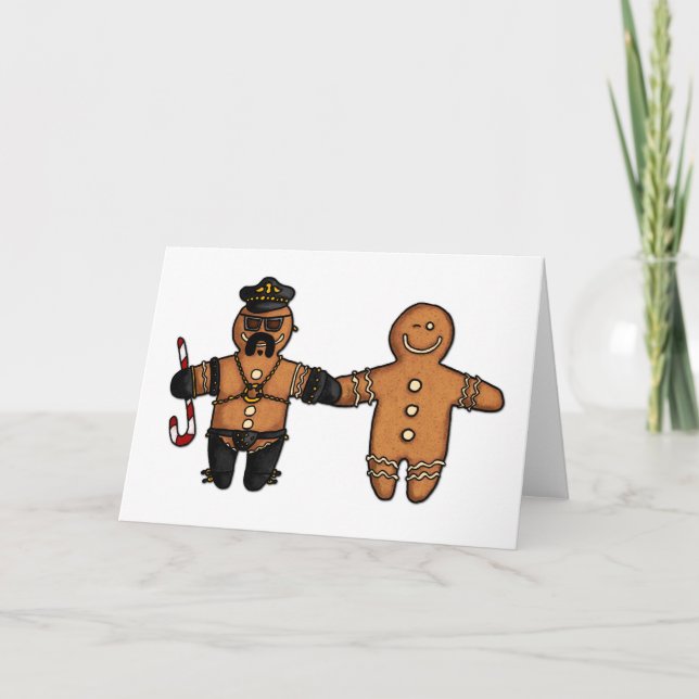 Cartes Pour Fêtes Annuelles couple de pain d'épice gay (Devant)