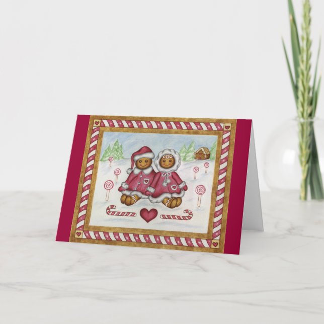 Cartes Pour Fêtes Annuelles Couple de pain d'épices (Devant)