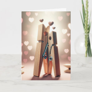 Cartes Pour Fêtes Annuelles Couple de pince à linge d'anniversaire