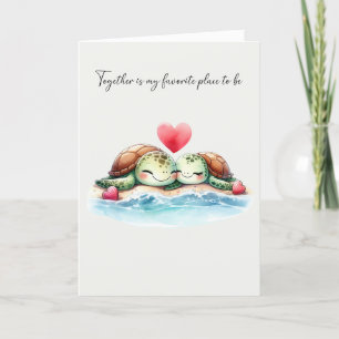 Cartes Pour Fêtes Annuelles Couple de Tortues de Mer Mignonnes pour la Saint-V