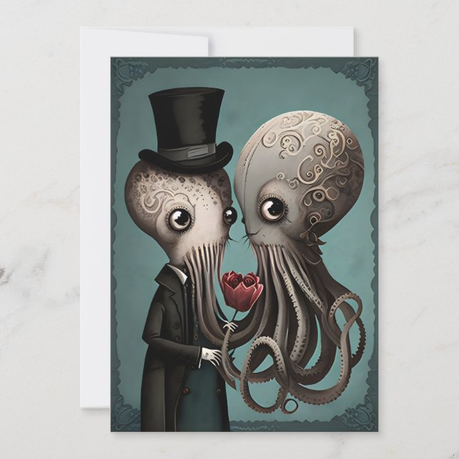 Cartes Pour Fêtes Annuelles Couple gothique d'Octopus (Devant)