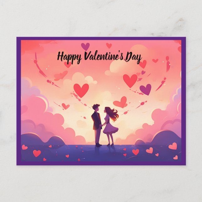 Cartes Pour Fêtes Annuelles Couple Heureuse Sainte-Valentin (Devant)