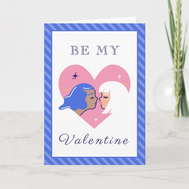 Cartes Pour Fêtes Annuelles Couple lesbien moderne LGBTQ Saint Valentin mignon (Devant)