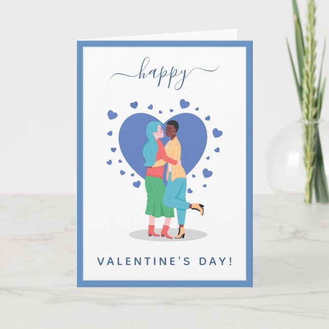 Cartes Pour Fêtes Annuelles Couple lesbien serrant la Saint Valentin Romantiqu (Devant)