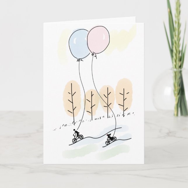 Cartes Pour Fêtes Annuelles Couple libre d'esprit en randonnée à vélo ensemble (Devant)