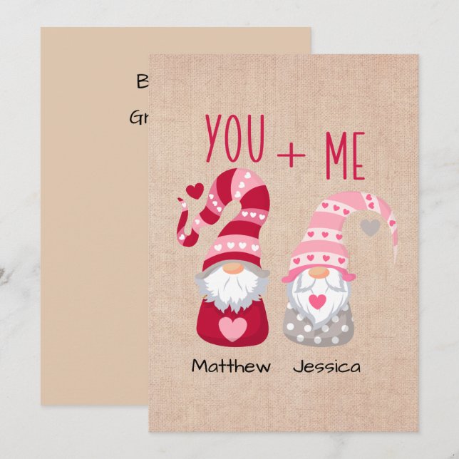 Cartes Pour Fêtes Annuelles Couple personnalisé Gnome Valentine (Devant / Derrière)